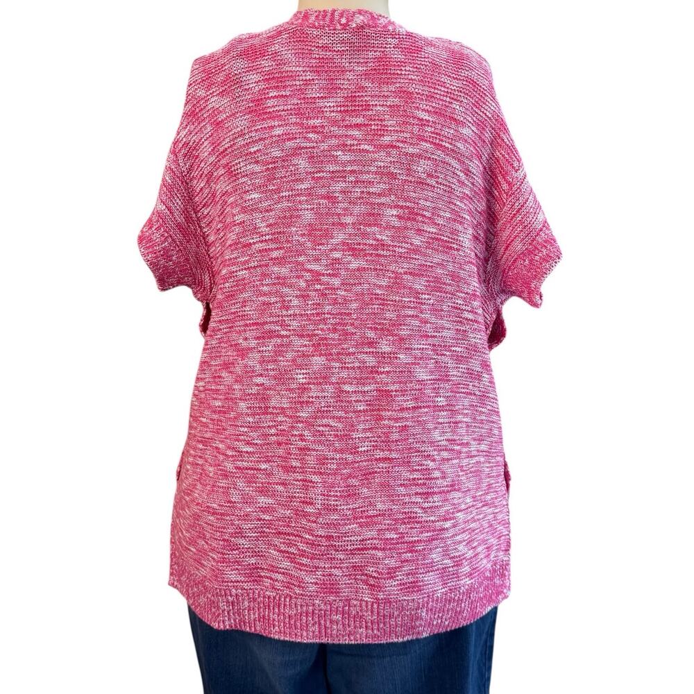 Lane Bryant Pink Marled Open Front Short Sleeve Cardigan - Picture 4 of 8